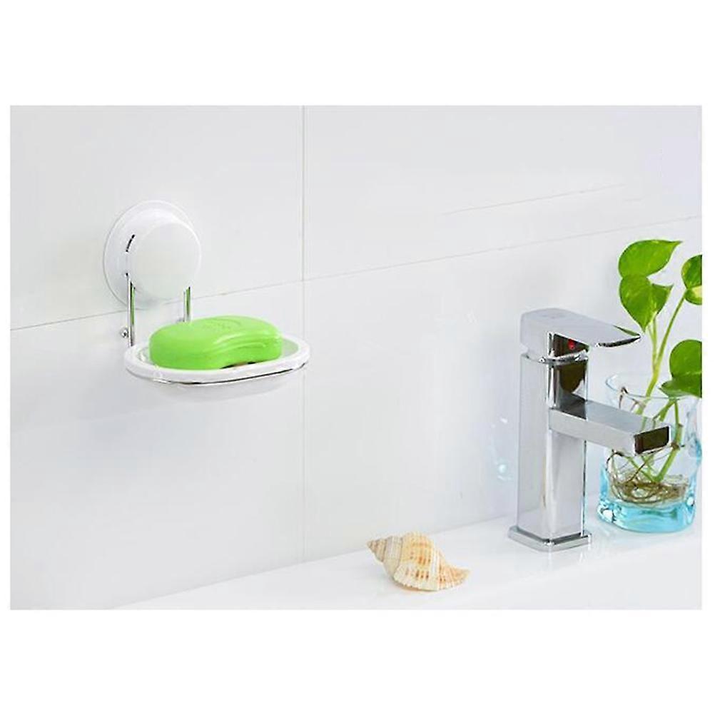 2Pcs Suction Cup Soap Dish Organization For Bathroom And Kitchen White Color