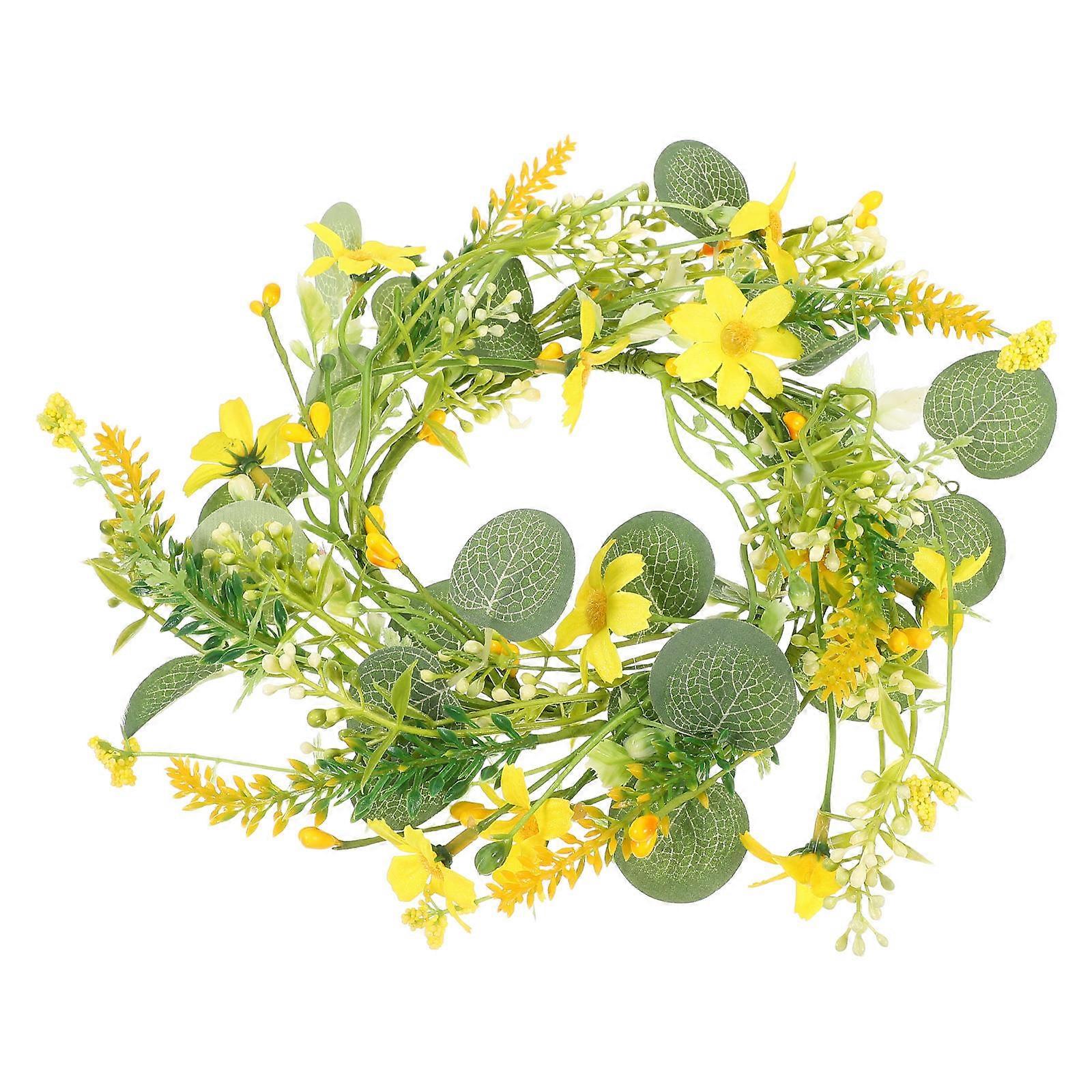 Eucalyptus Wreath Candle Ring Holder for 3Pcs Wedding Table