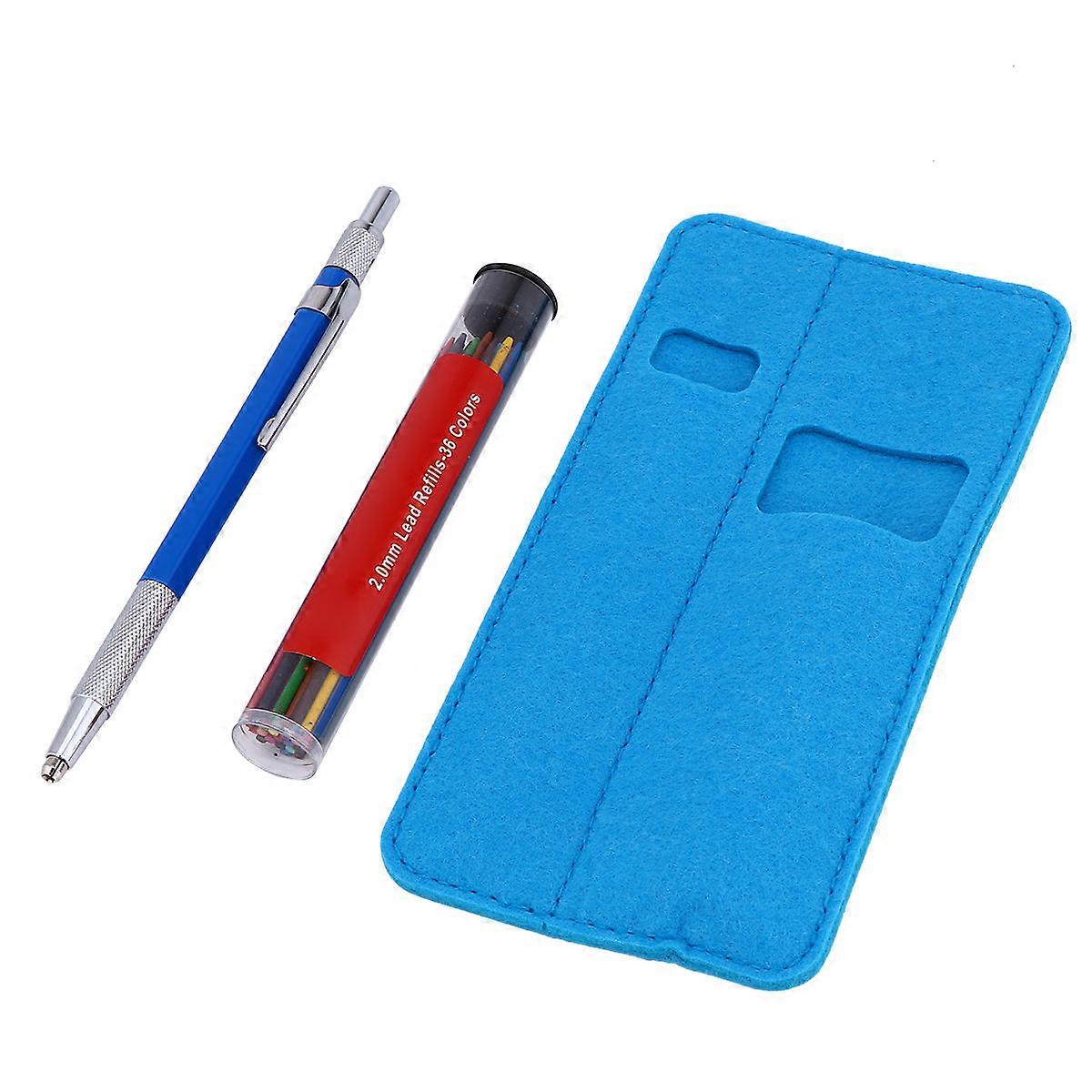 Colorful Pencils Set for Professional Artists and Beginners 14.5X0.8cm Blue Drawing Tool with 1Set 36Pcs Pencil Leads