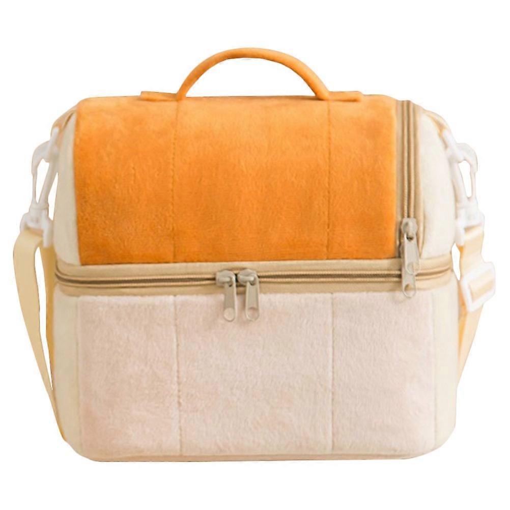 2Pcs Orange Lunch Bag for Storage Use Plush Carry Bag