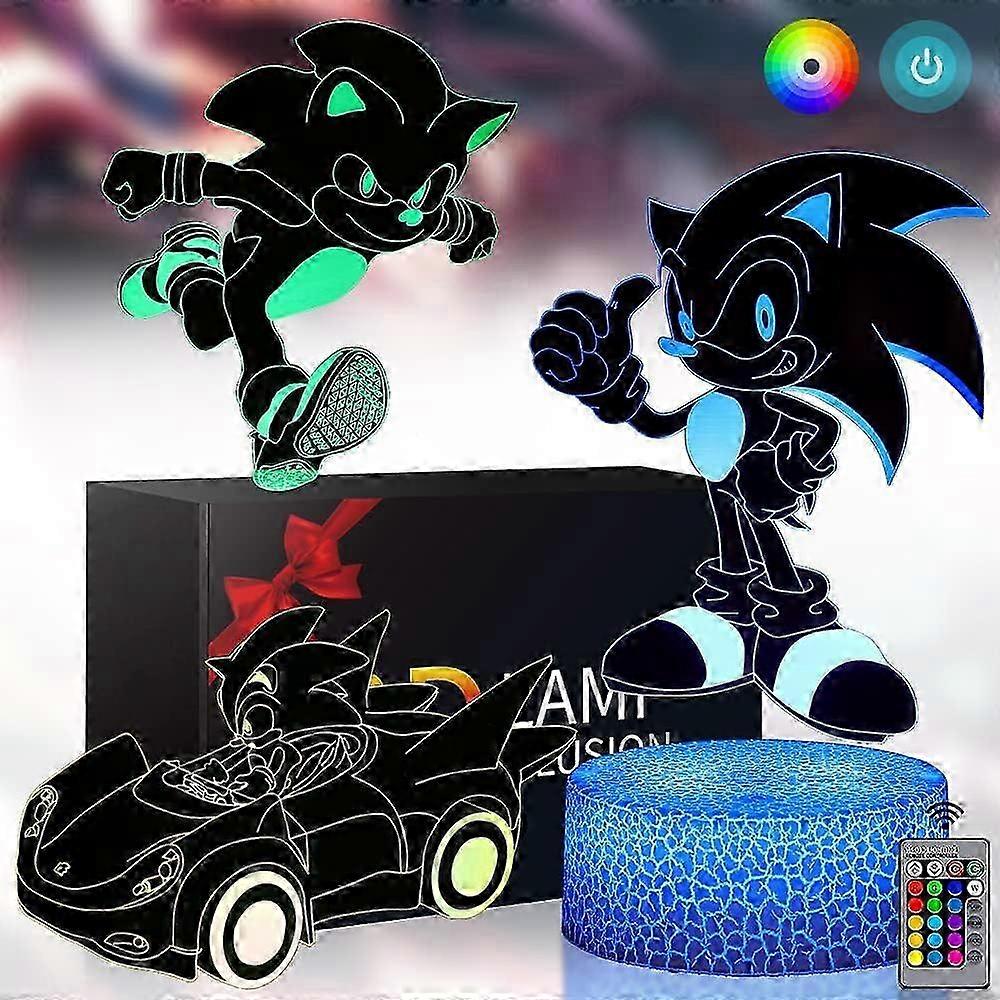 SCSYV 3D Sonic Night Light - 3 Patterns 16 Color Change Decor Lamp with Remote & Smart Touch, Christmas and Birthday Gifts for Sonic Fans 2025
