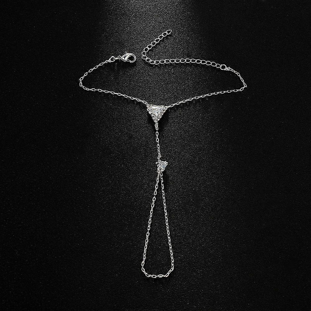 Nueva pulsera de dedo geométrica triangular, pulsera de circón simple, nicho versátil