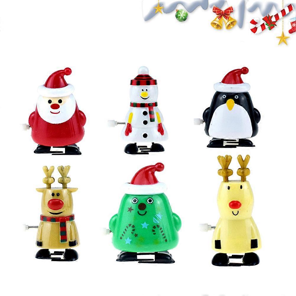 Christmas Clockwork Toy Walking Elk Toy Wind-Up Fun 6Pcs for Kids