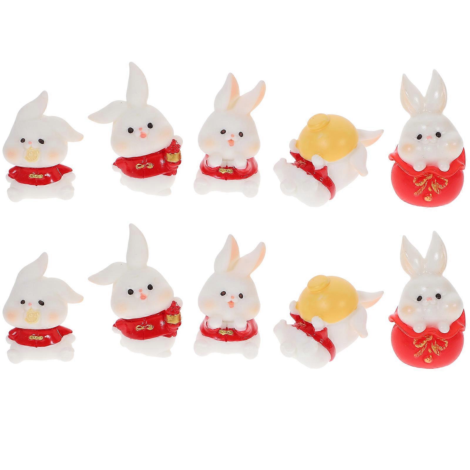 Zodiac Rabbit Figurines 50Pcs Assorted Color Resin Bunny Figure for Decor