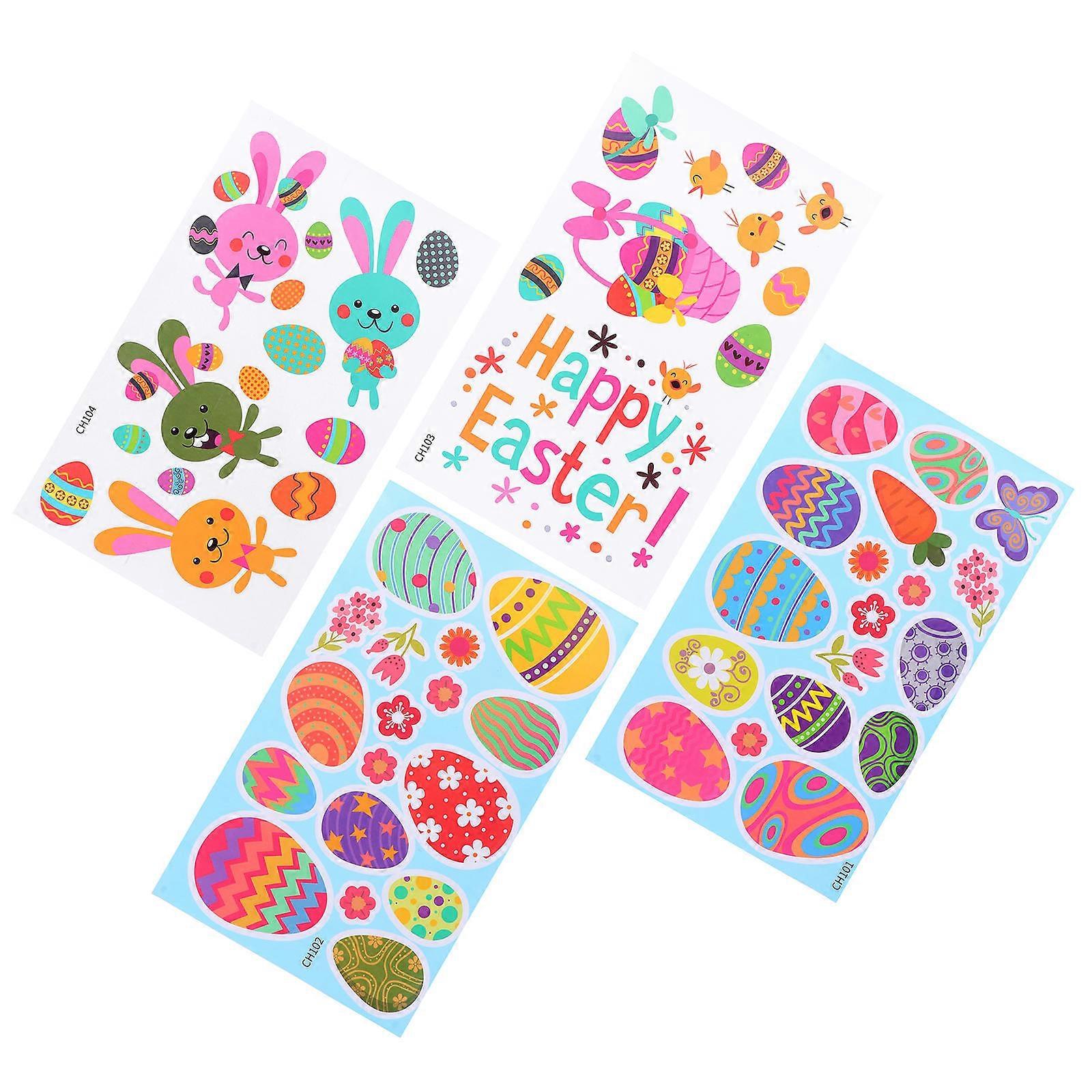 Easter Window Sticker for Decoration 8 Sheets Cartoon Bunny PVC Decals