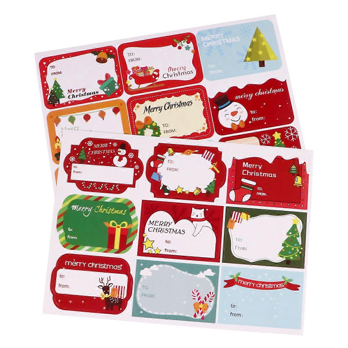 Adhesive Christmas Sealing Stickers Writable Labels For Gift Packaging 72 Sheets Assorted Color Rectangle Design
