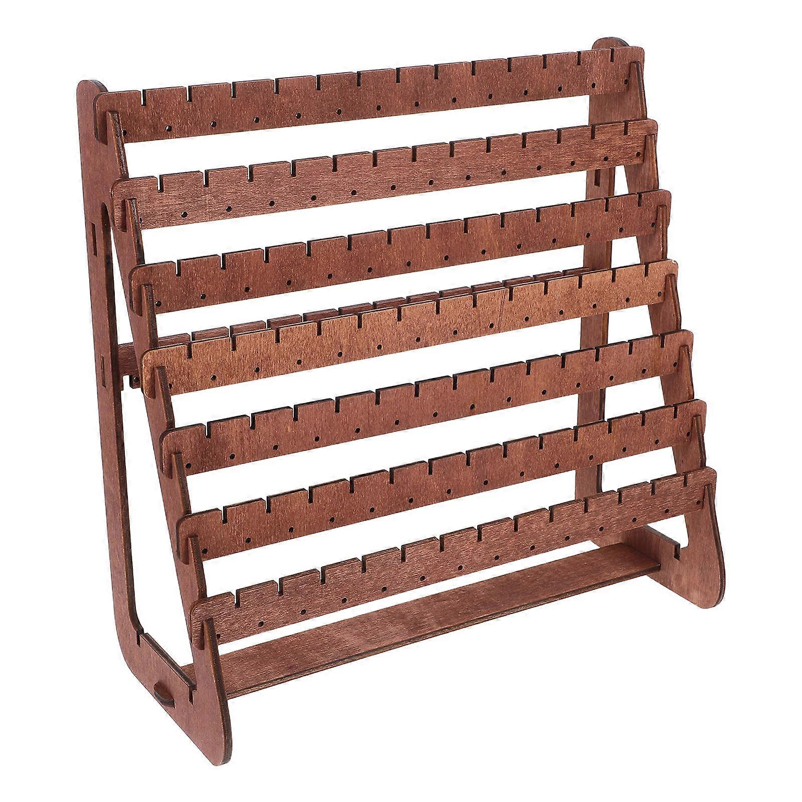 Vintage Style Wooden Earring Display Stand for Organizing 2Pcs Brown