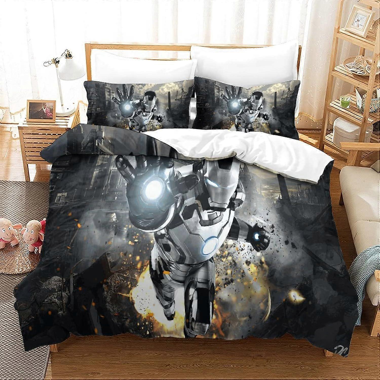 xzz388 Iron Man Duvet Cover Set Bedding Set Duvet Cover Movie Poster Single 140X200CM