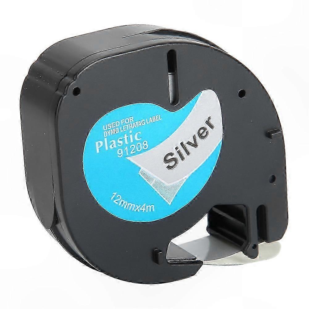 Silver Background Black Letter Label Tape 12mm for Labeling Machines Accessories 91208