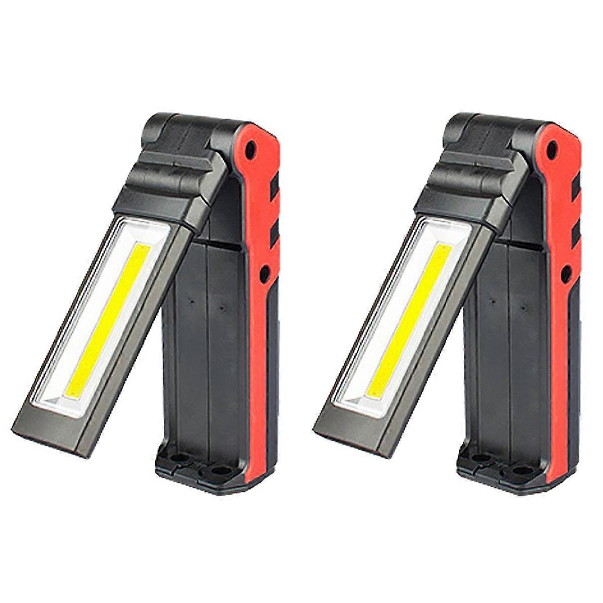 2X Super Bright COB LED Working Light with Magnetic Base & Hook USB Rechargeable Dimmable Flashlight