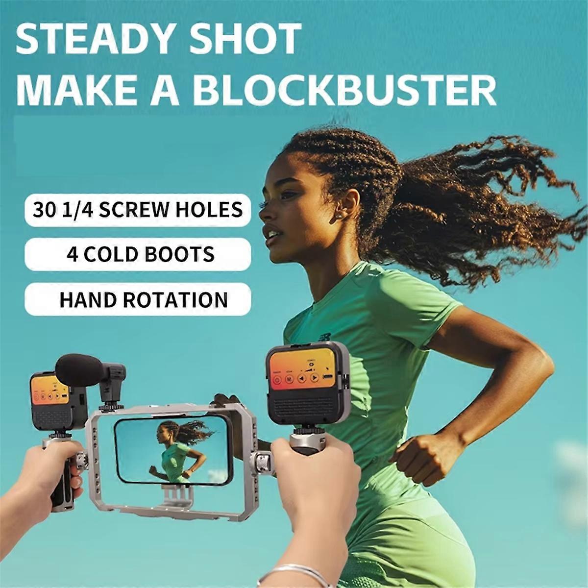 Handheld Stabilizer Video Stabilizer with Dual Handle Wireless Mic Clip Slot