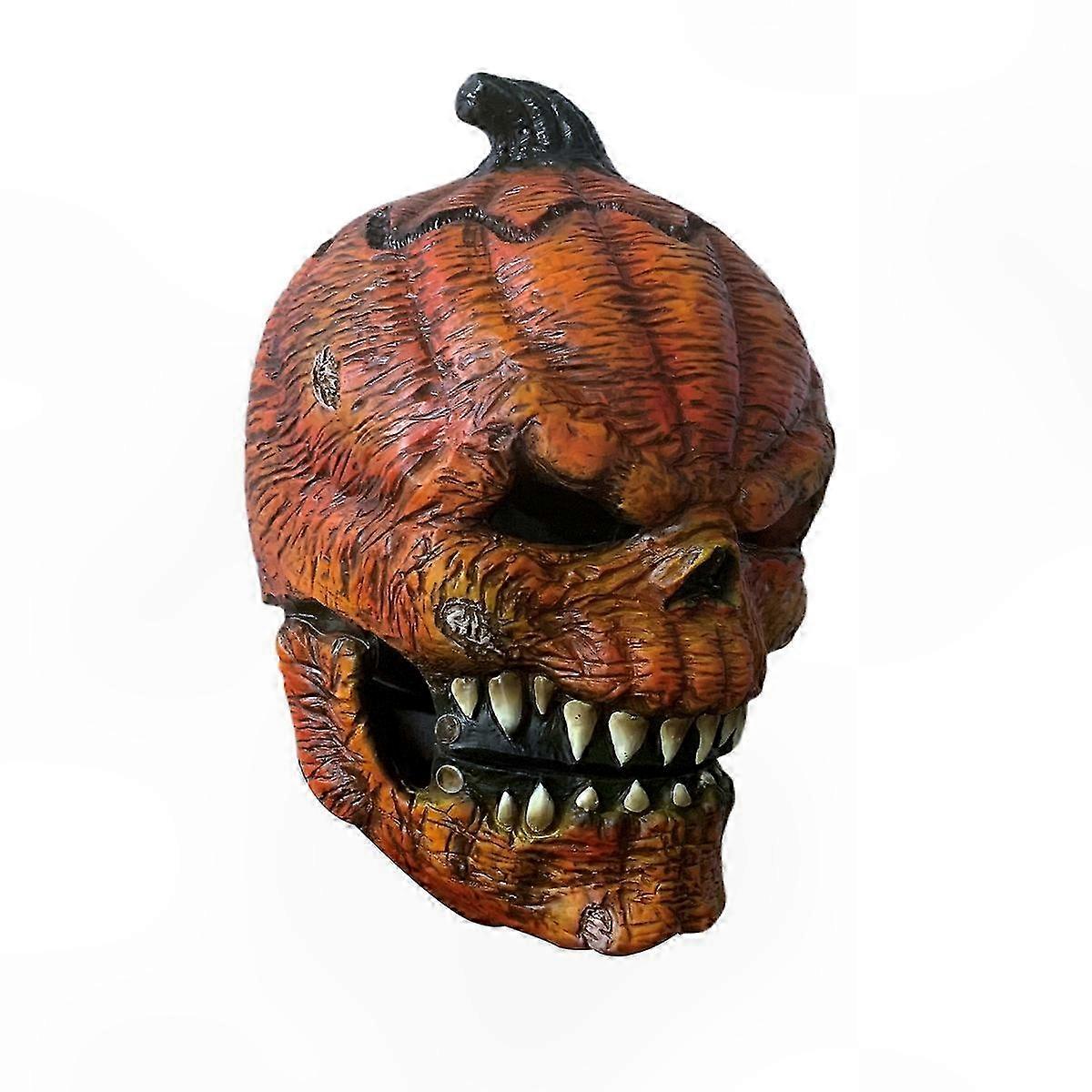 Scary Halloween Mask with Movable Mouth, Evil Pumpkin Head Design for Adults, Standard Size