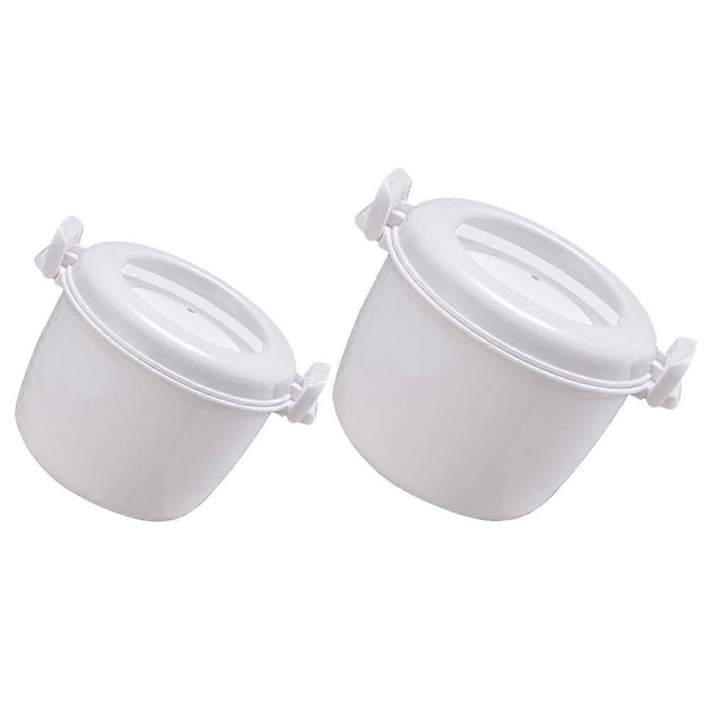Versatile Rice Cooker Set 2Pcs Microwave Safe For Families Office Workers And Students 21.00X14.00X13.50cm Simple Design