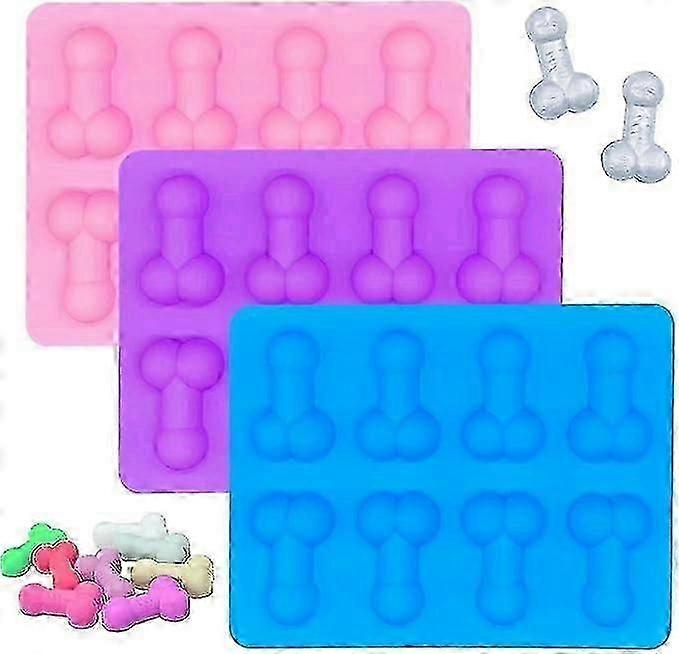 Ice Cube Mold, 3 Pieces Funny Silicone Ice Cube Trays, Silicone Ice Cubes, Mini Ice Cubes, Novelty Shape Mold Suitable for Birthday Party Whiskey Dec-