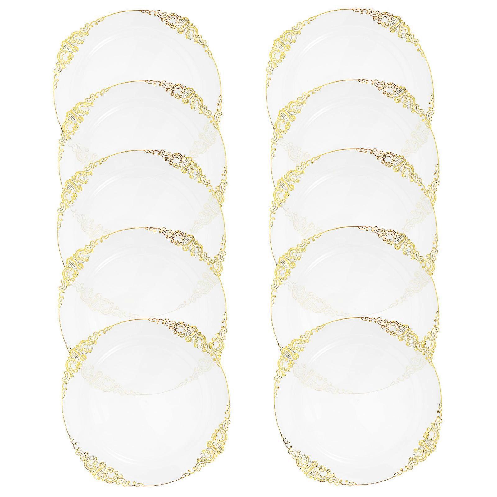 with Gold Rim Clear for Parties Multi Color Embossed Surface for Serving 10Pcs