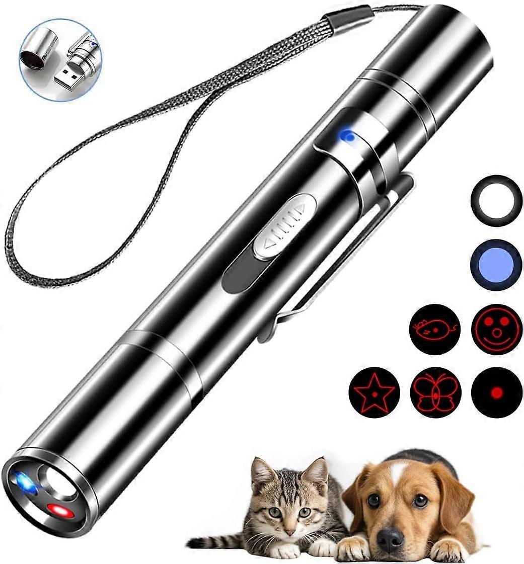 Laser Pointer Cat Toys, Cat Laser Pointer Toy with Three Light Modes, Five Adjustable Patterns, USB Portable Charging, Interactive cat Toy Multifuncti