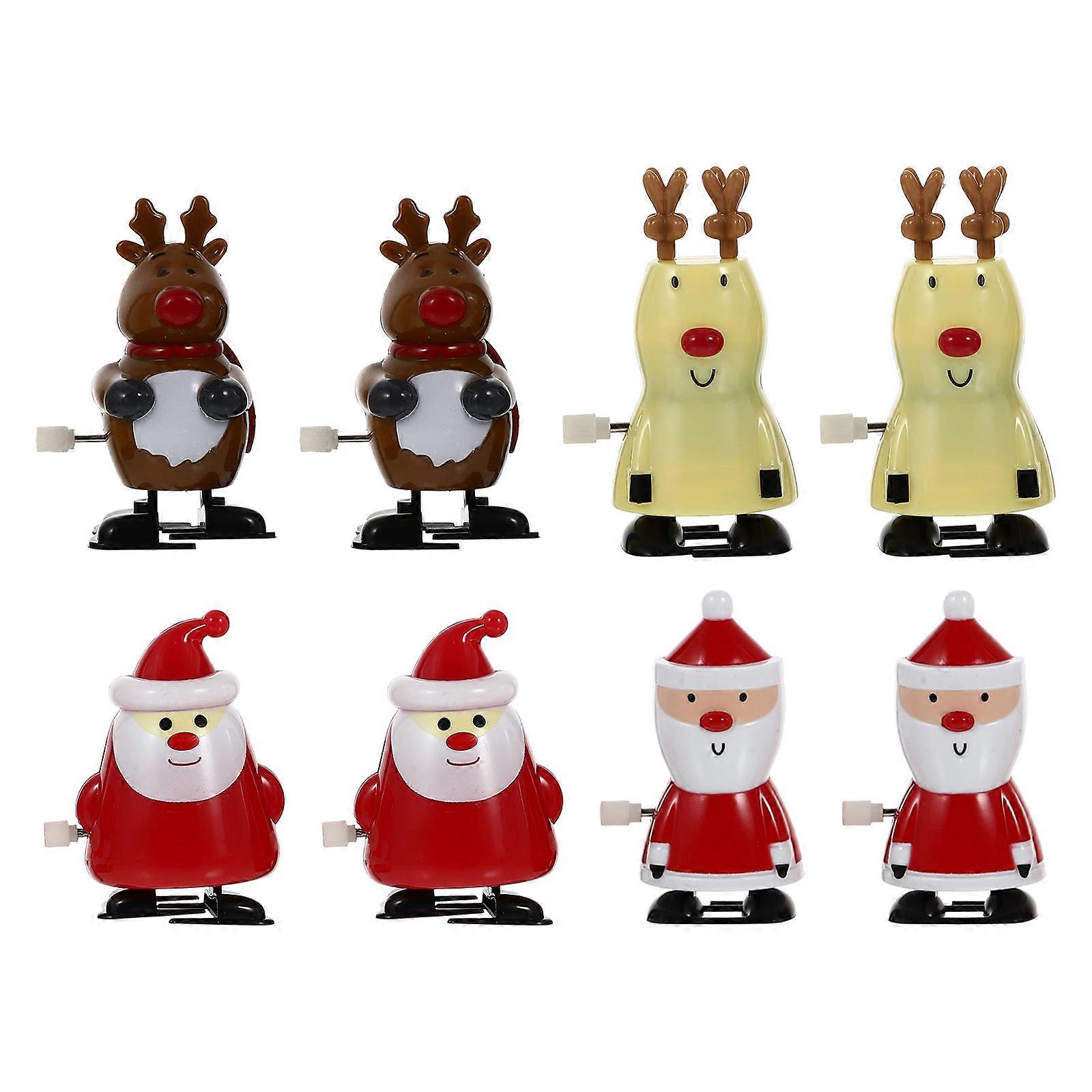 Christmas Wind Up Toys Clockwork Playthings for Kids Playing Set of 8Pcs