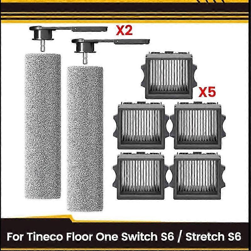 7PCS HEPA Filters Brush Rollers for Tineco Floor One Switch S6 / Stretch S6 Cordless Wet Dry Vacuum