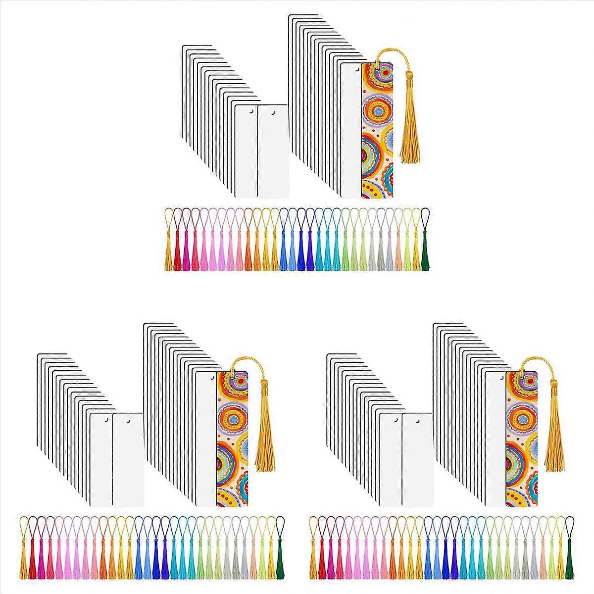 30 Stück Sublimations-Lesezeichen, Sublimationsrohlinge mit 30 Stück Quasten