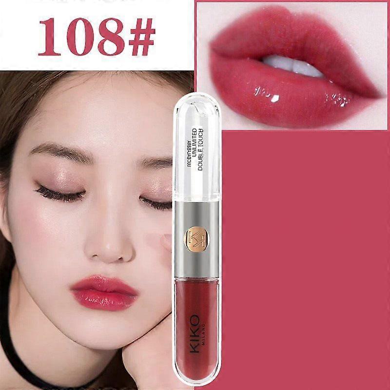 Double Head Liquid Matte Lipstick Clear Plumping Lip Gloss Lip Stick Stain