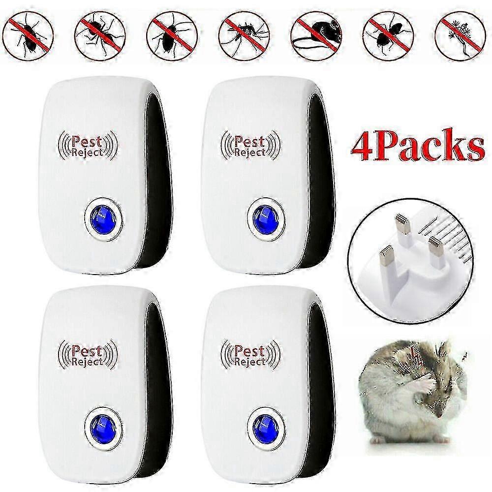 4 Pack Ultrasonic Pest Control Repeller for Rodents and Spiders