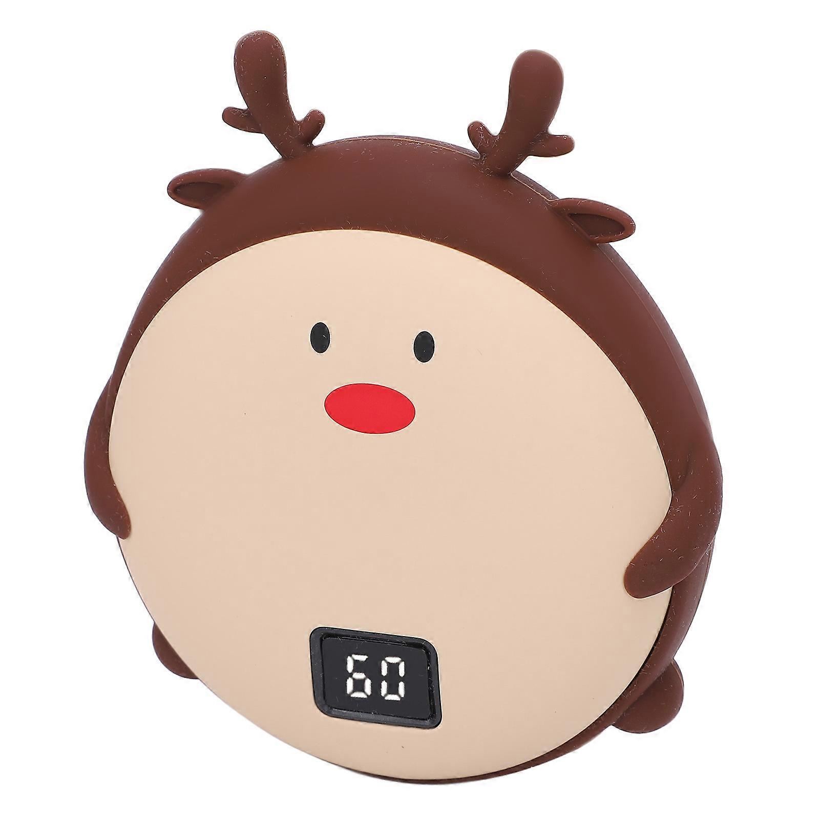 2 in 1 Handwarmer 10000 MAh Power Bank Cartoon 2 Temperature LED Digital Display USB Charging Pocket Hand Heater for Camping Office Brown 