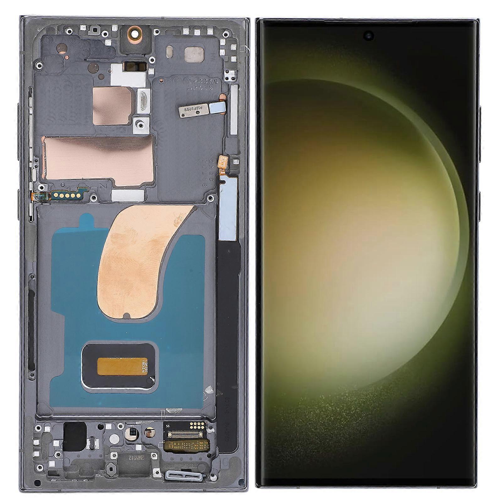 Phone Screen Replacement Touch Digitizer Assembly with Fingerprint and Repair Kit for Galaxy S23 Ultra 5G SM‑S918U Green 