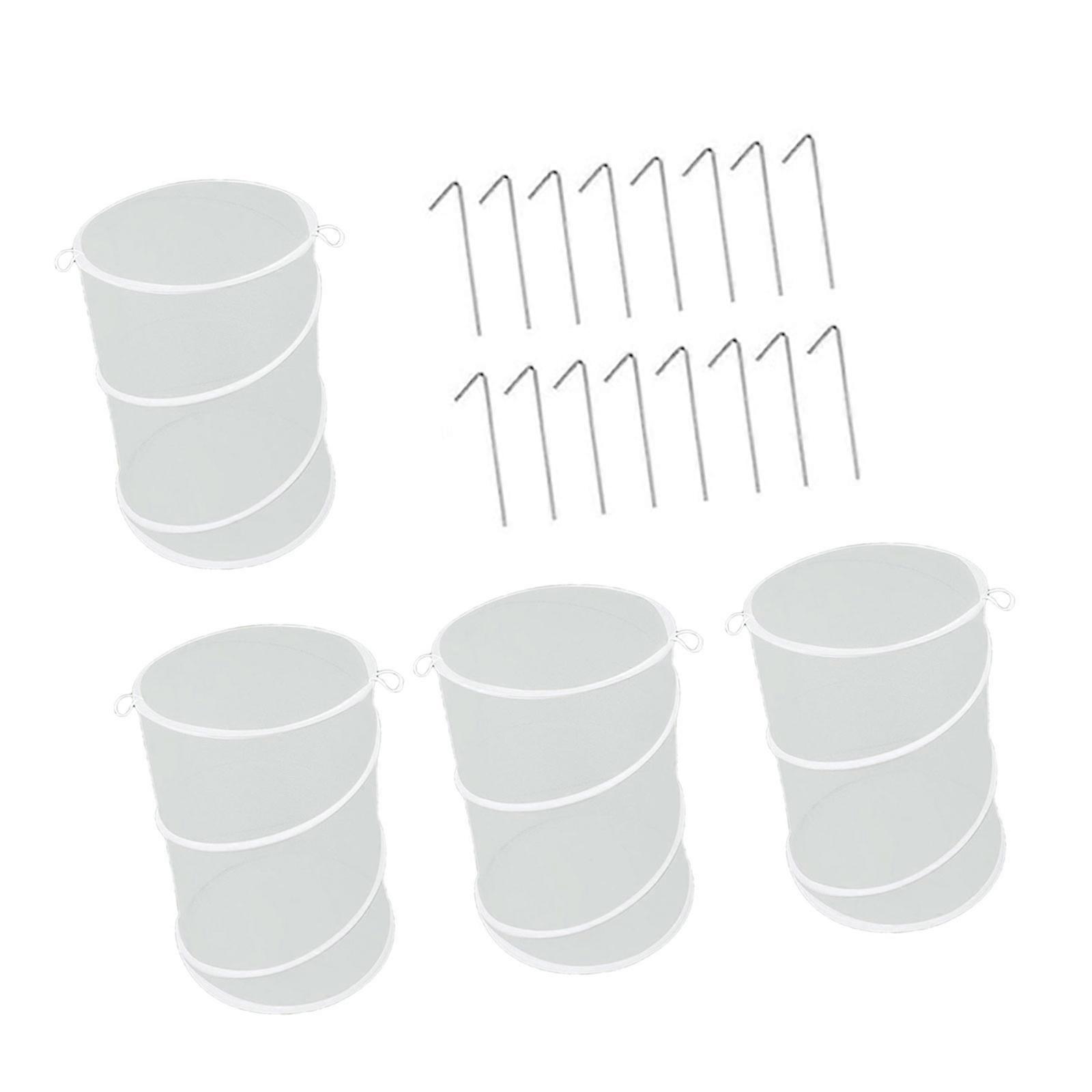 يغطي نبات الحديقة السهل قفص شبكي واقي بارتفاع 19.7 بوصة مع مجموعة أوتاد أرضية من 4 أبيض