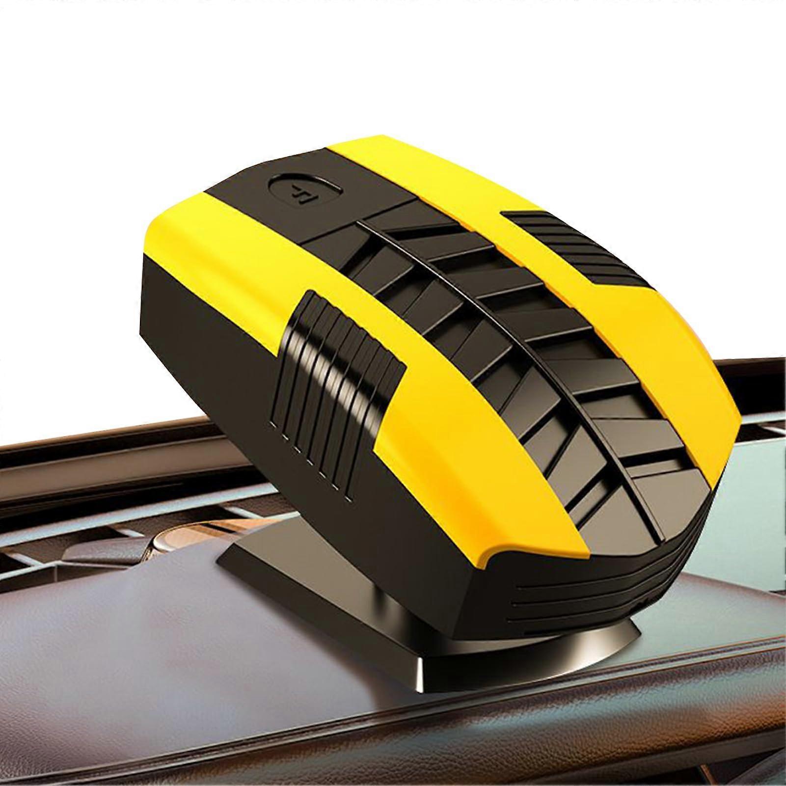 Heater For Car, 12V Portable Auto Defrost Defogger, 360Degree Rotating Defroster, Windshield Heater For RV Truck Yellow