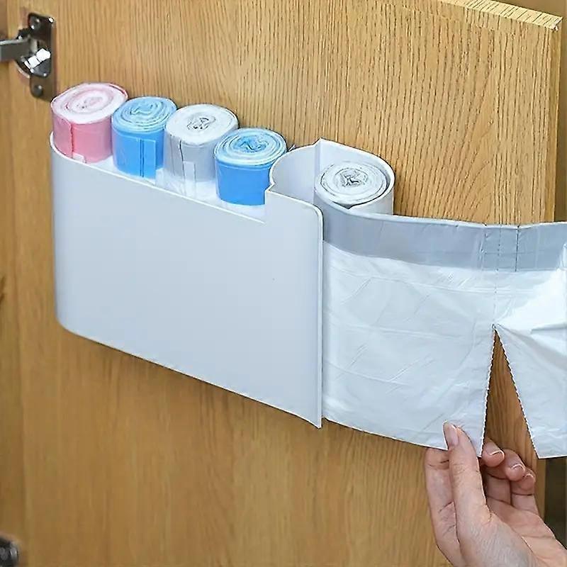 Wall-Mounted Dual-Layer Trash Bag Holder with Transparent Window, Space-Saving Kitchen Cabinet Storage Box, Durable Abs Plastic Organizer
