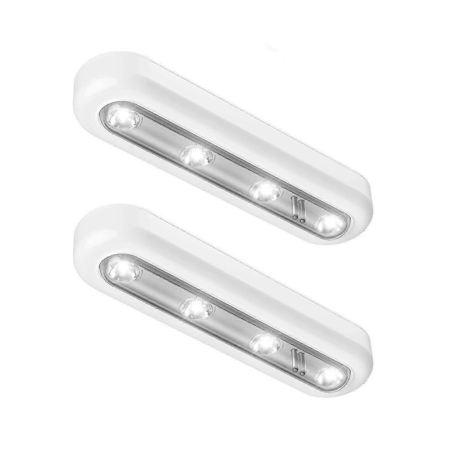 Touch Closet Lights, 2pcs 4 Led Touch Tap Lights Stick-on Anywhere Push Lights Cordless Touch Sensor Led Lights