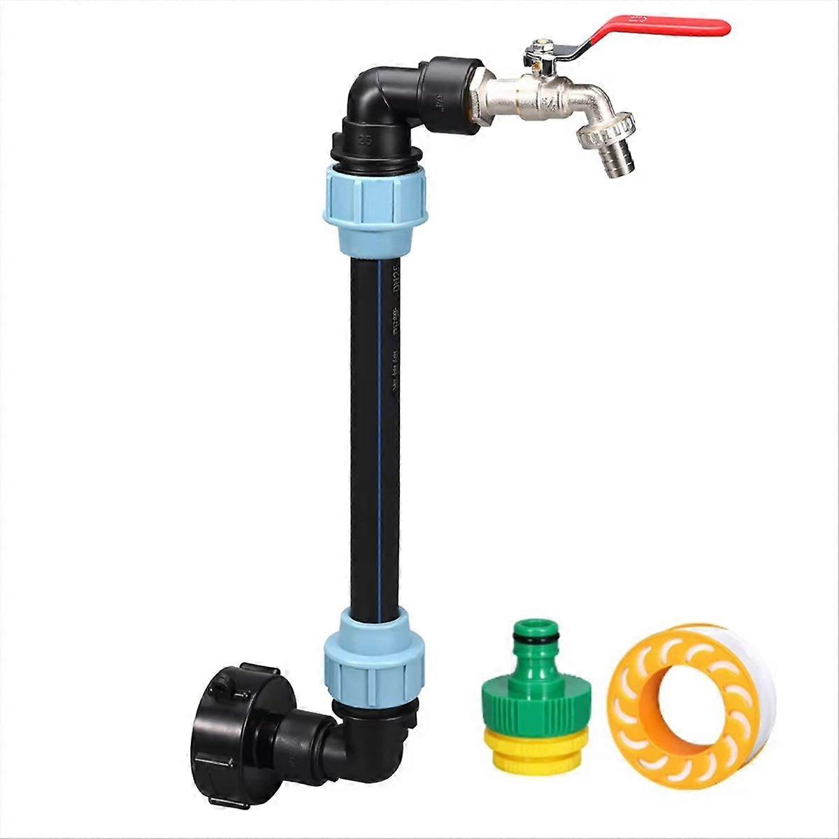 Adaptador de tanque IBC pescoço de ganso de 3/4 polegadas com válvula de saída pescoço de ganso rosca grossa 3/4 polegadas latão 2 vias T