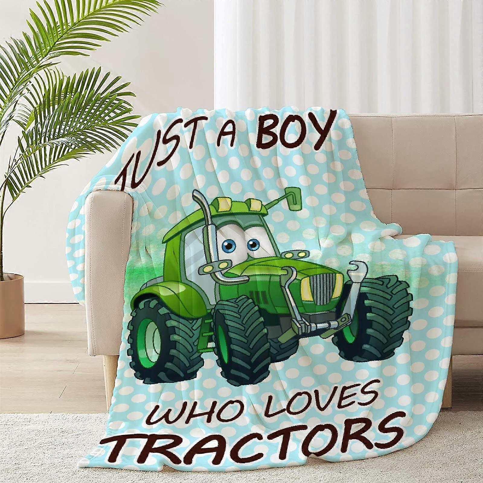 Tractor Theme Fleece Flannel Throw Blanket Soft Plush for Kids Couch or Bed 50'x40'