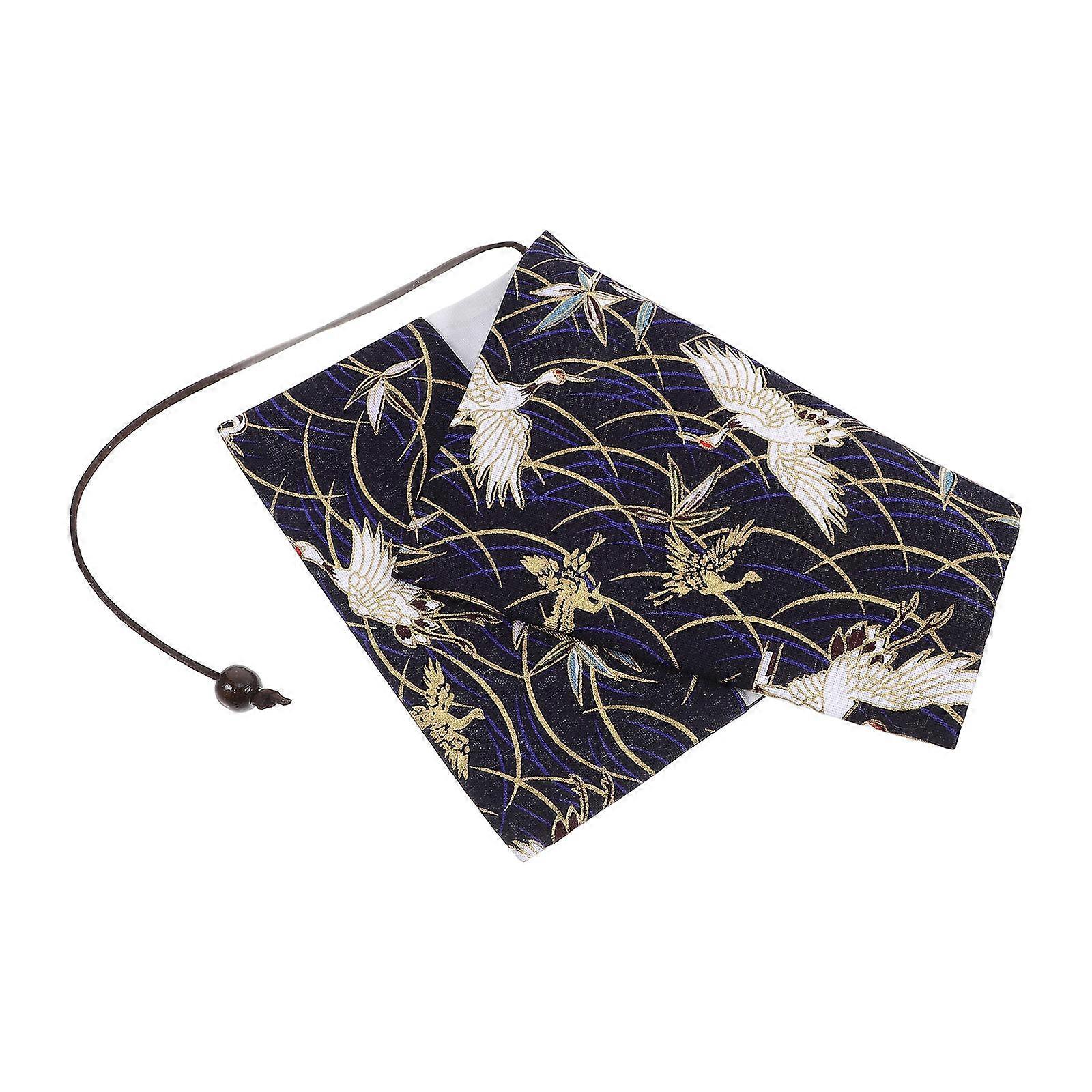 Navy Fabric Book Cover Washable Decorative Book Protector