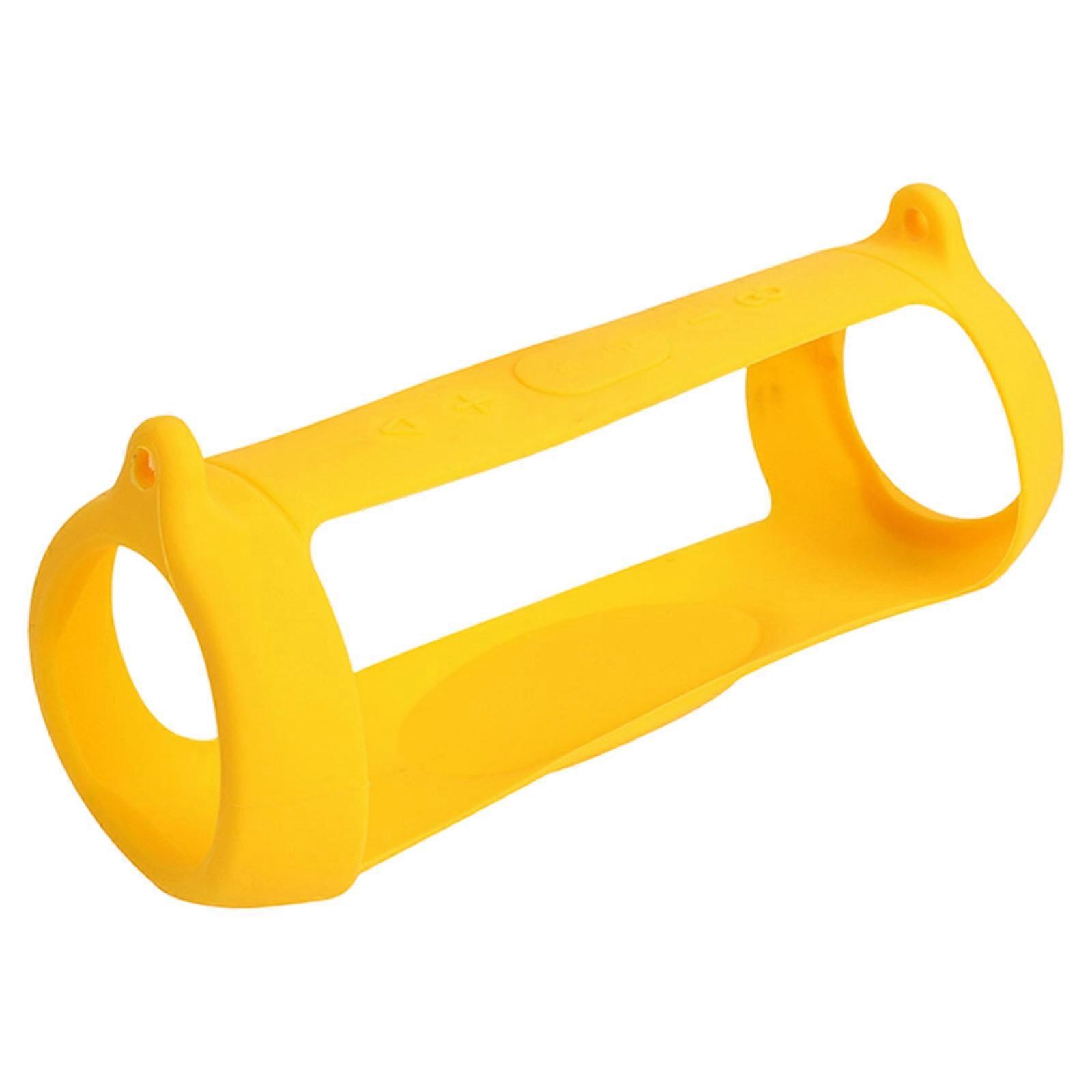 Shockproof Silicone Protective Cover For Wireless Speaker Easy to Carry Design With Shoulder Strap for Travel Use  Yellow
