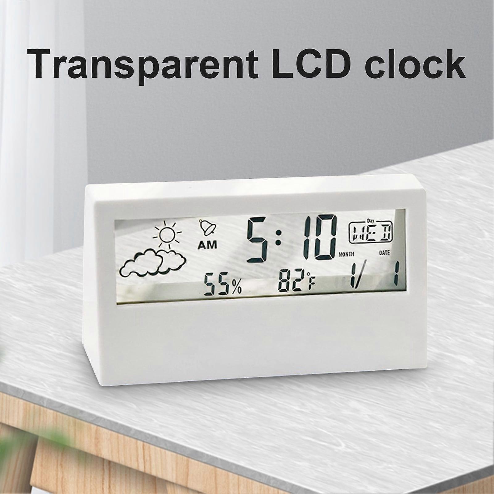 SUSUchens Digital Clock Multifunctional Temperature Display Mute Modern Desk LCD Electrical Alarm Clock for Office