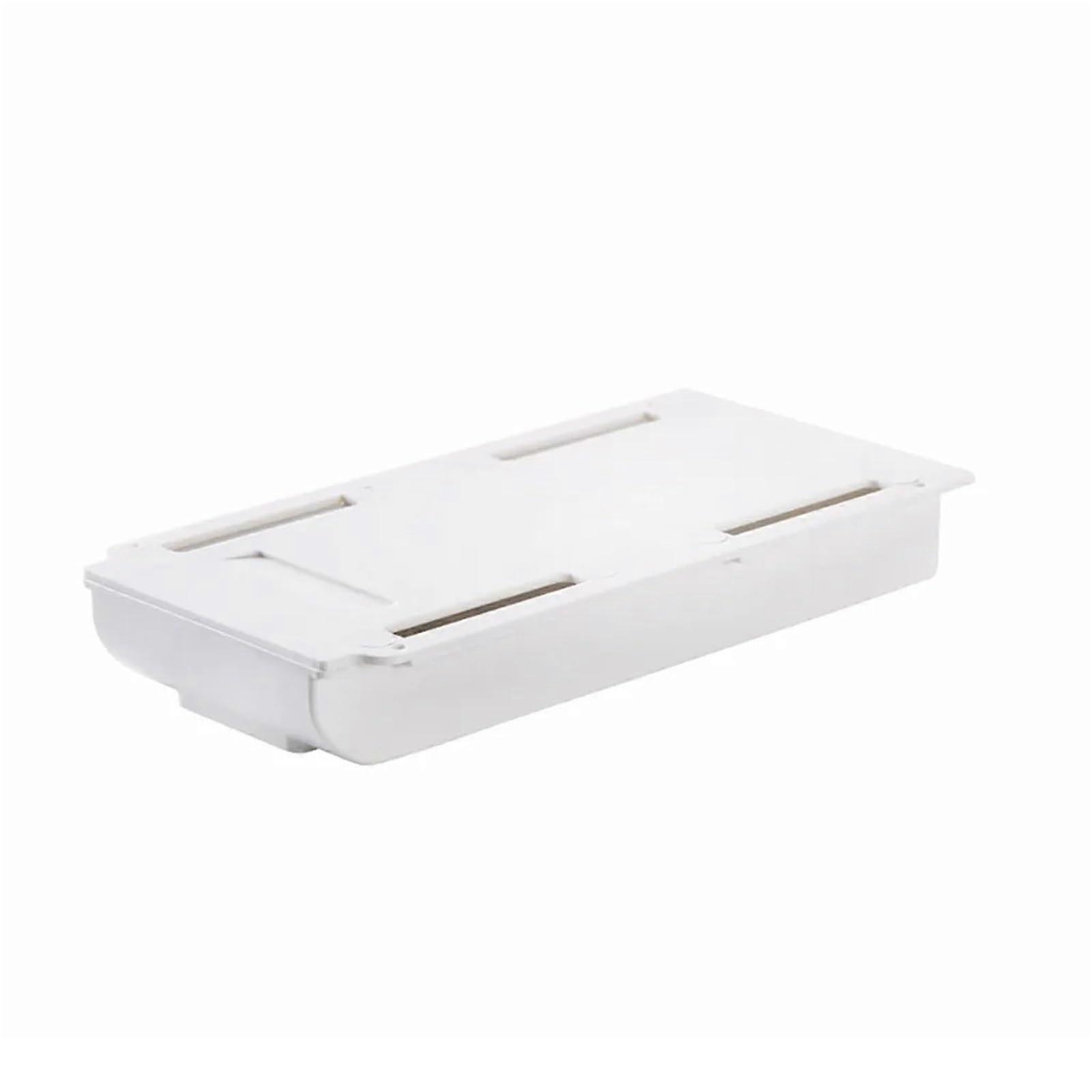 Self Stick Pencil Tray Desk Organizer Box Under Desk Storage Drawer Small White for Office and Vanity