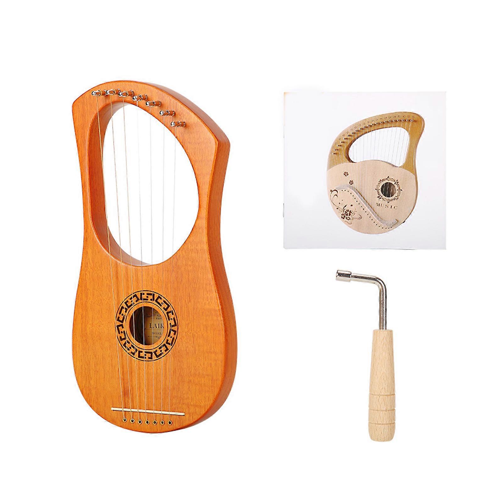 Professional Wooden 7 String Lyre Harp Simple Tuning Systems Travel Lyre Instrument For Performers And Hobbyists Use Multicolor