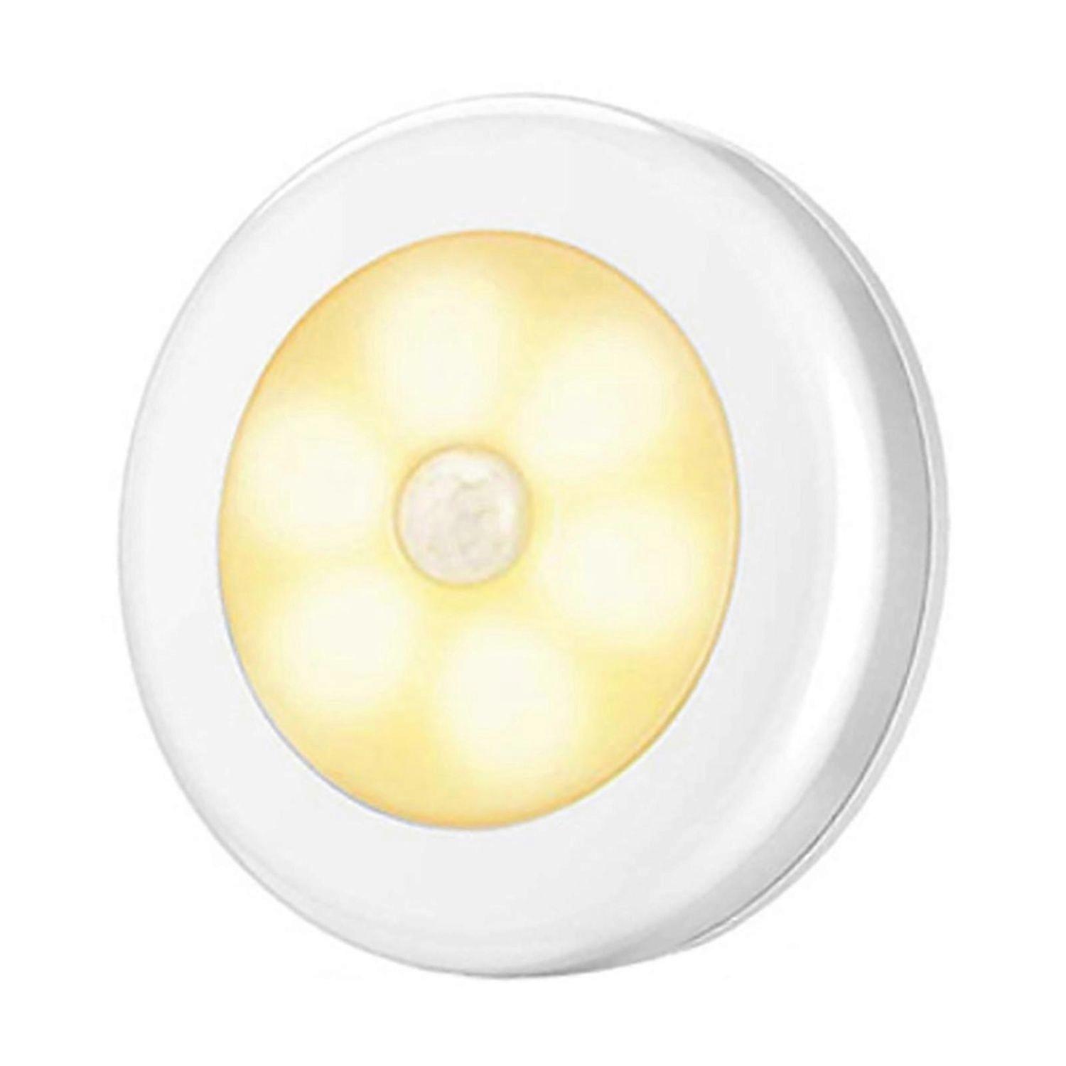 LED Night Lamp Human Body Induction Battery Powered Round Shape High Brightness Easy to Install Illumination ABS Motion Sensor LED Lamp Bedside Lighti