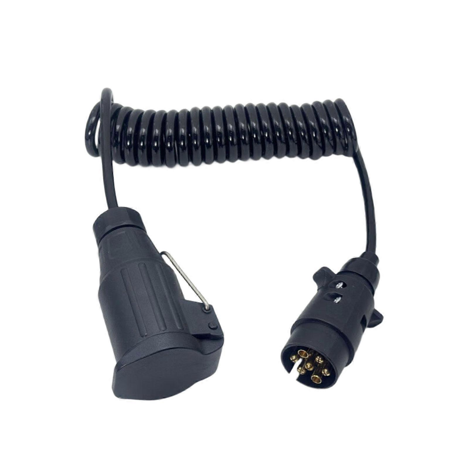 Quick Install 12V 7 to 13 Pin Trailer Light Cord ABS Spring Coil Design 12V Plug Socket for Motorhome Use Multicolor