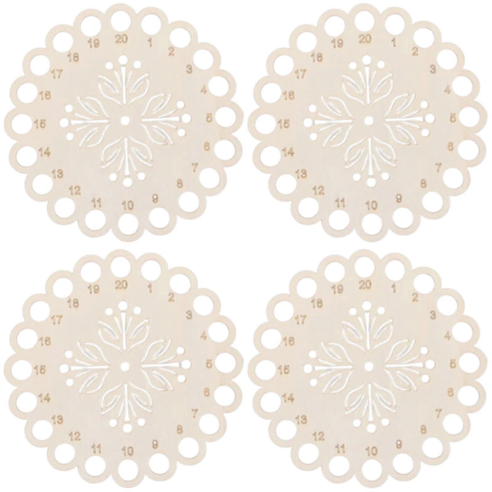 4Pieces Embroidery Thread Organiser Numbered Wood Floss Management Disc Space Saving Stitching Thread Holder For Home Multicolor