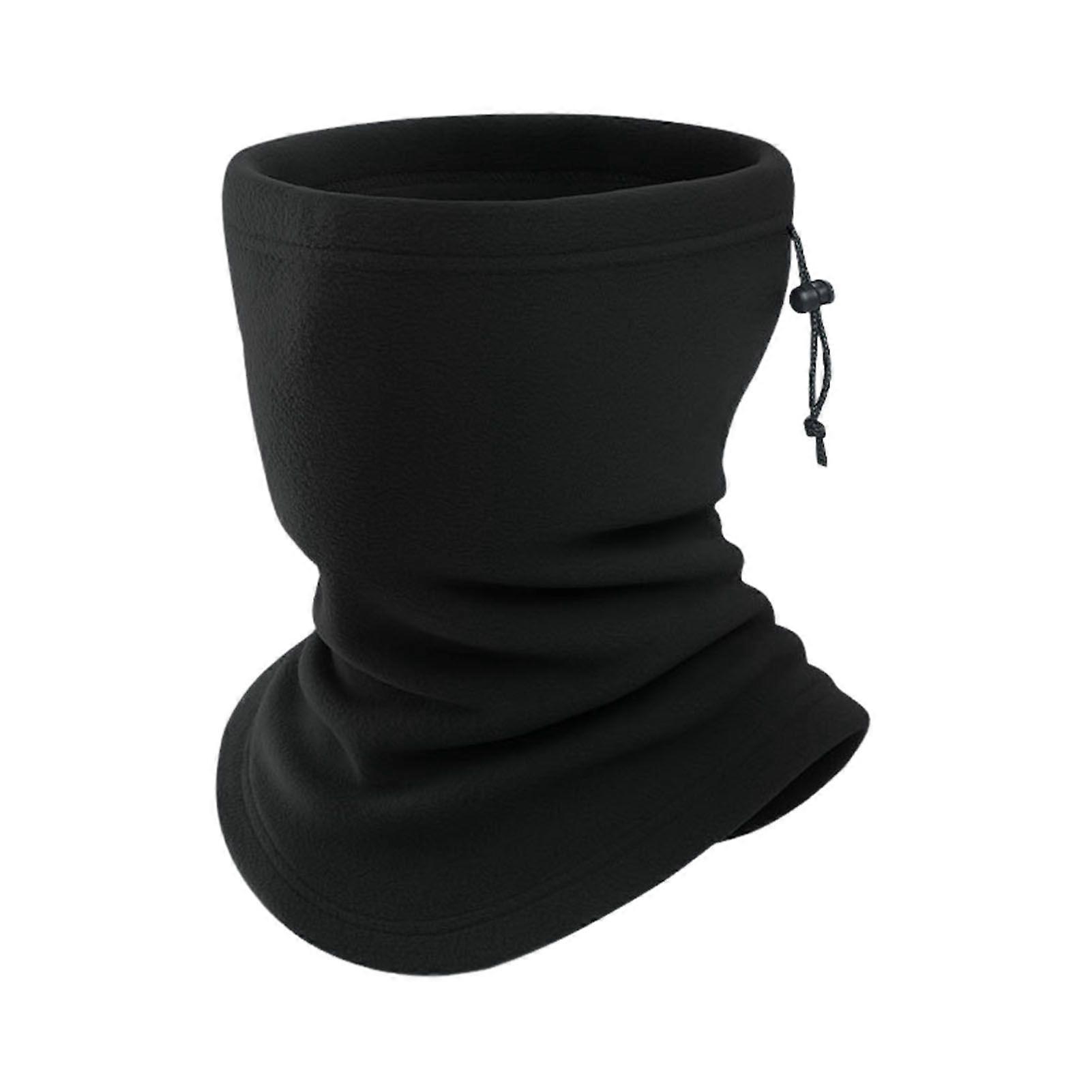 Fleece Neckerchief Scarf Solid Color Adjustable Drawstring Warm Polar Fleece Riding Face Guard Cold Weather Scarf
