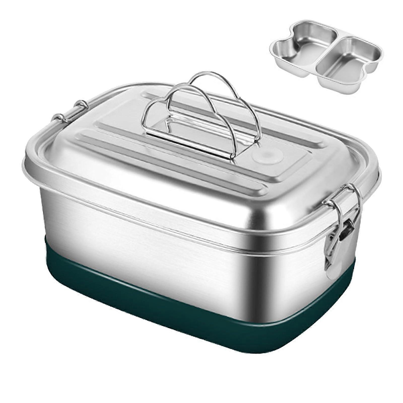 304 Stainless Steel Lunch Box Double Layer Food Storage Container With Compartments 1.2L Portable Dinnerware For School