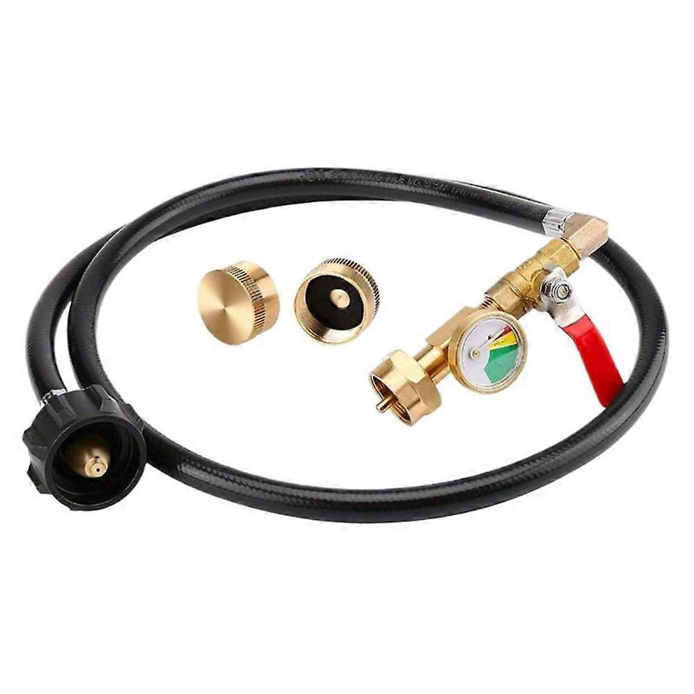 Refill Adapter for Propane Tank Propane Adapter with Glow in the Dark Gauge Brass Connector with Hose
