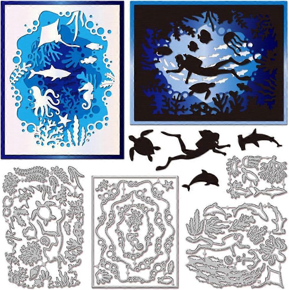 Underwater World Background Cutting Dies for Card Making Layered Diving Silhouette Cut Die for DIY Scrapbooking Journal Embossing Paper Craft Decor