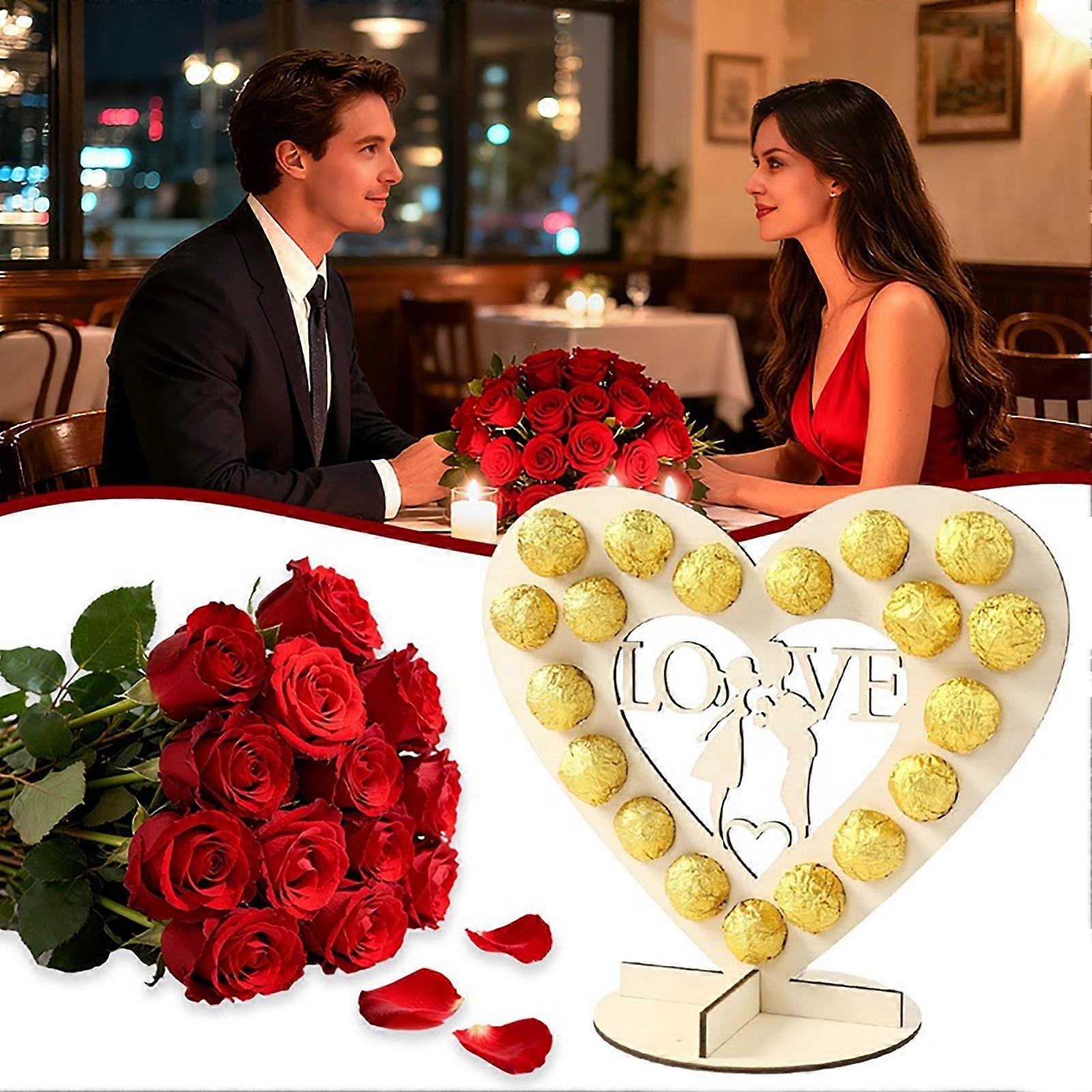 Wooden Chocolate Display Rack Heart Shaped Chocolate Stand