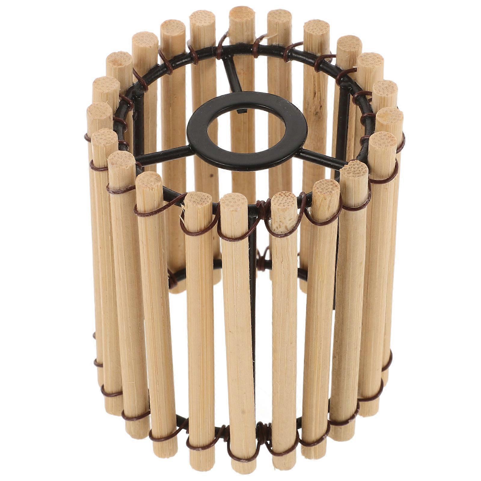 Bamboo Lampshade Lamp Cover for Home Use with Khaki Color and Delicate Weaving