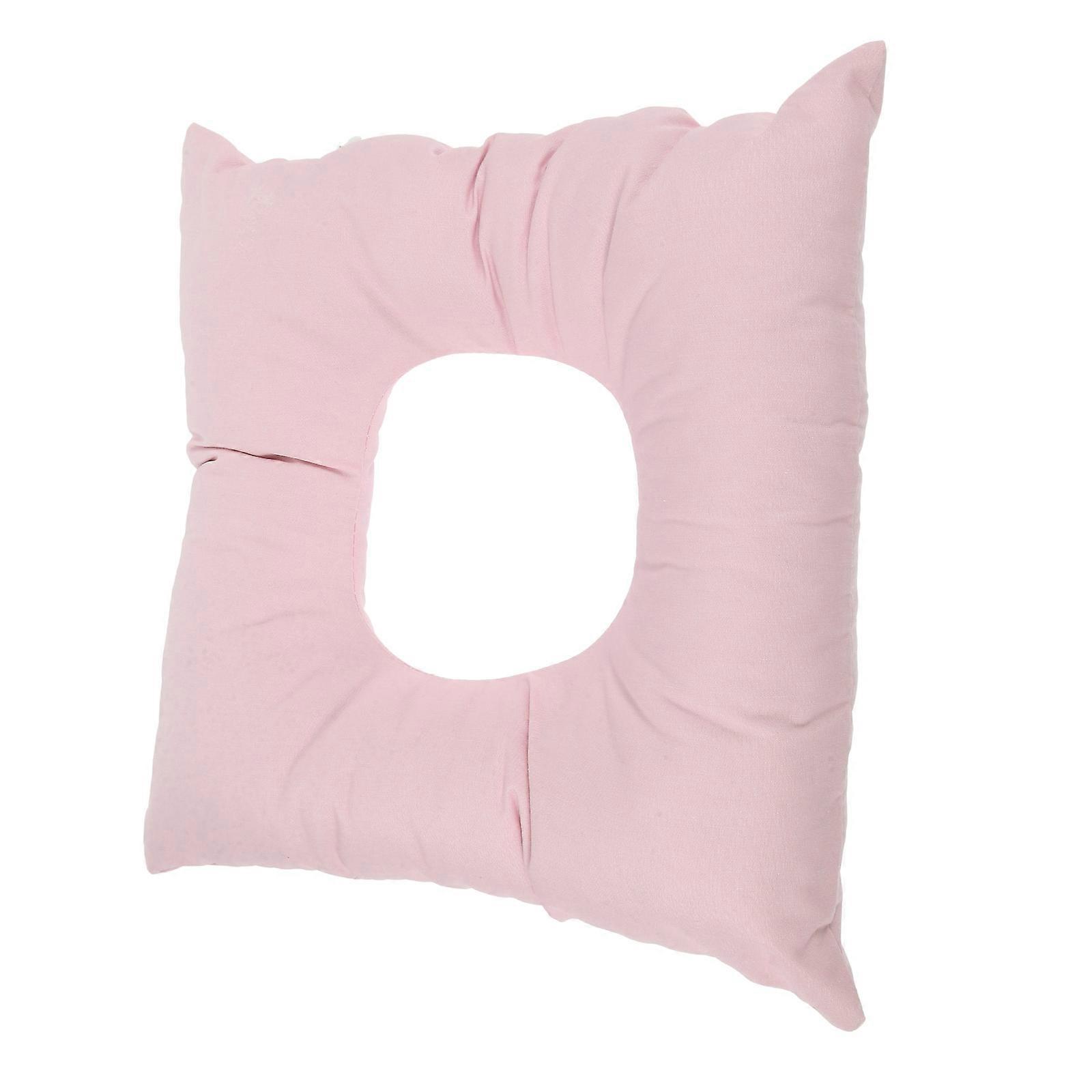Pink Cotton Massage pillow for Rest with Unique Bed Hole Design and Comfortable Support 15.5 x 8.5 inches