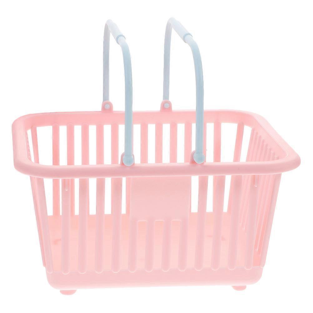 Pink Plastic Storage Basket with Handle for Kitchen Use Multifunctional and Breathable Design Small