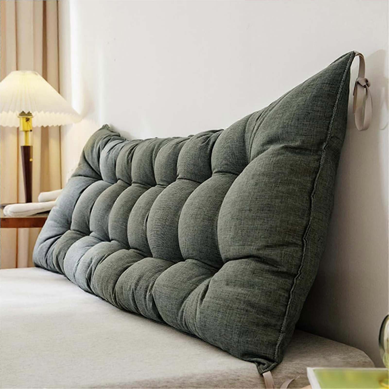 Headboard Reading Pillows For Sofa And Bay Window 150x50cm Dark Grey Back Cushion With Fixing Ties